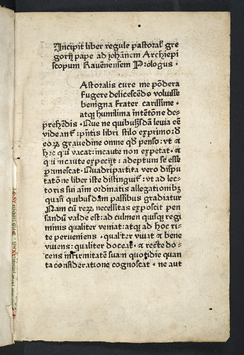 Title incipit and ownership inscription in Gregorius I, Pont. Max.: Pastorale, sive Regula pastoralis