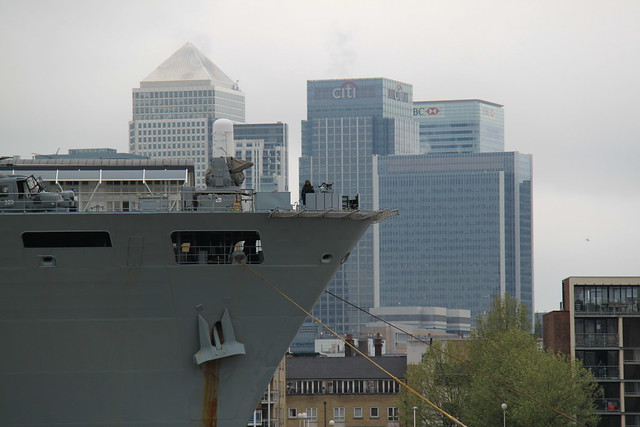HMS Ocean arriving in Greenwich