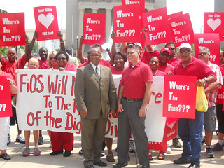 CWA Chief of Staff Ron Collins and Baltimore City Council President Jack Young ask, “Where’s the FiOS?”