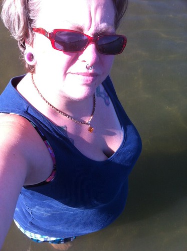 In the river... Check out the sunburn!