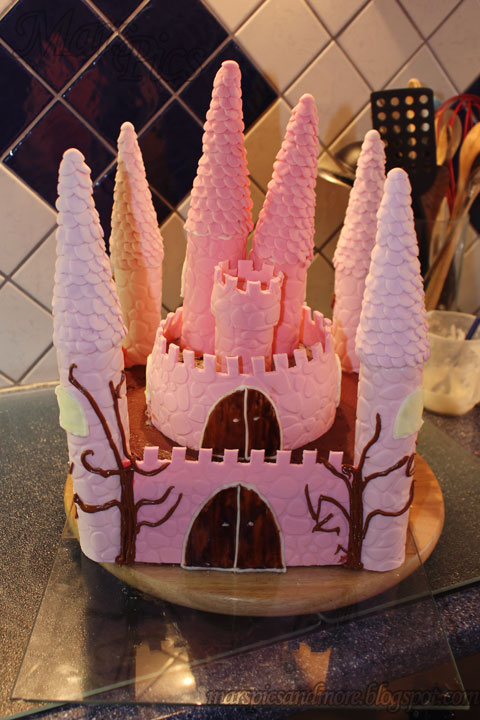 Pink girl castle cake 