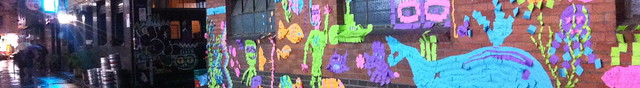 Post-it note art mural detail