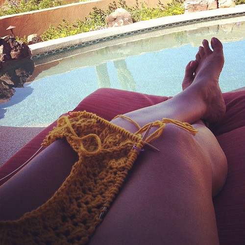 Knitting poolside