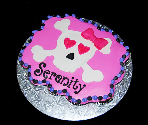 pink girly skull cupcake cake for a Monster High themed party