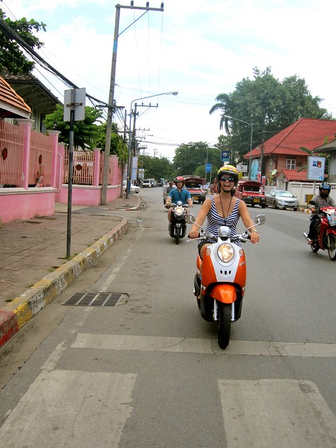 Mom and dad on motorbikes