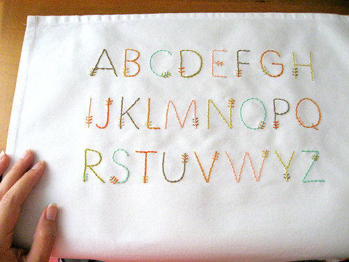 Feather stitch alphabet
