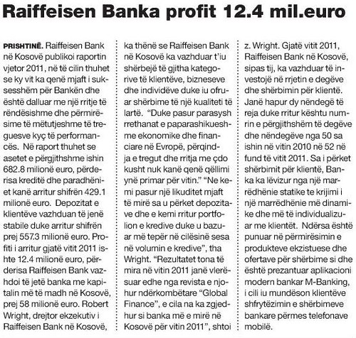 Raiffeisen Banka profit 12.4 mil. euro