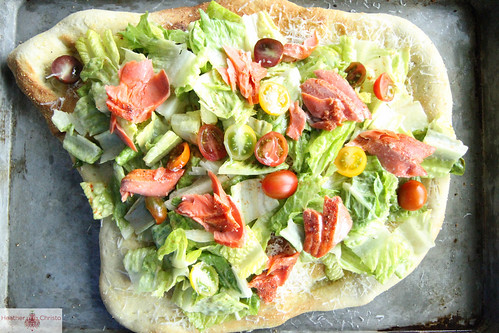 Salmon Cesar Salad Pizza