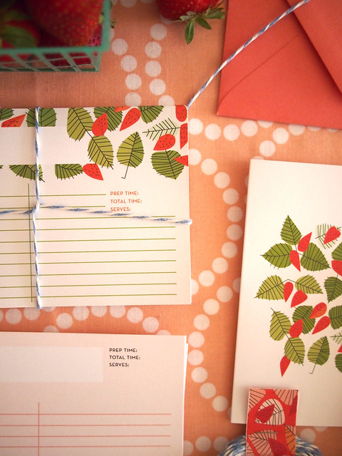 recipe cards and berries