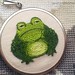 Miniature embroidered Grumpy Toad pendant