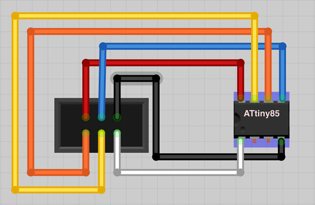 Physical Diagram of 6 pin header to ATTiny 45/85