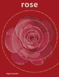 the cover of Rose, which is red and features a drawing of a pink rose