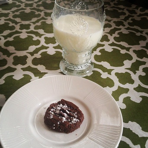 A warm Nutella cookie and an ice cold glass of milk. Hallelujah.
