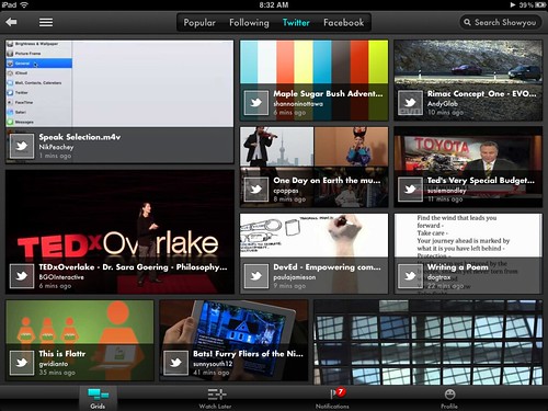 Videos in ShowMe for iPad shared by Twitter Users I follow