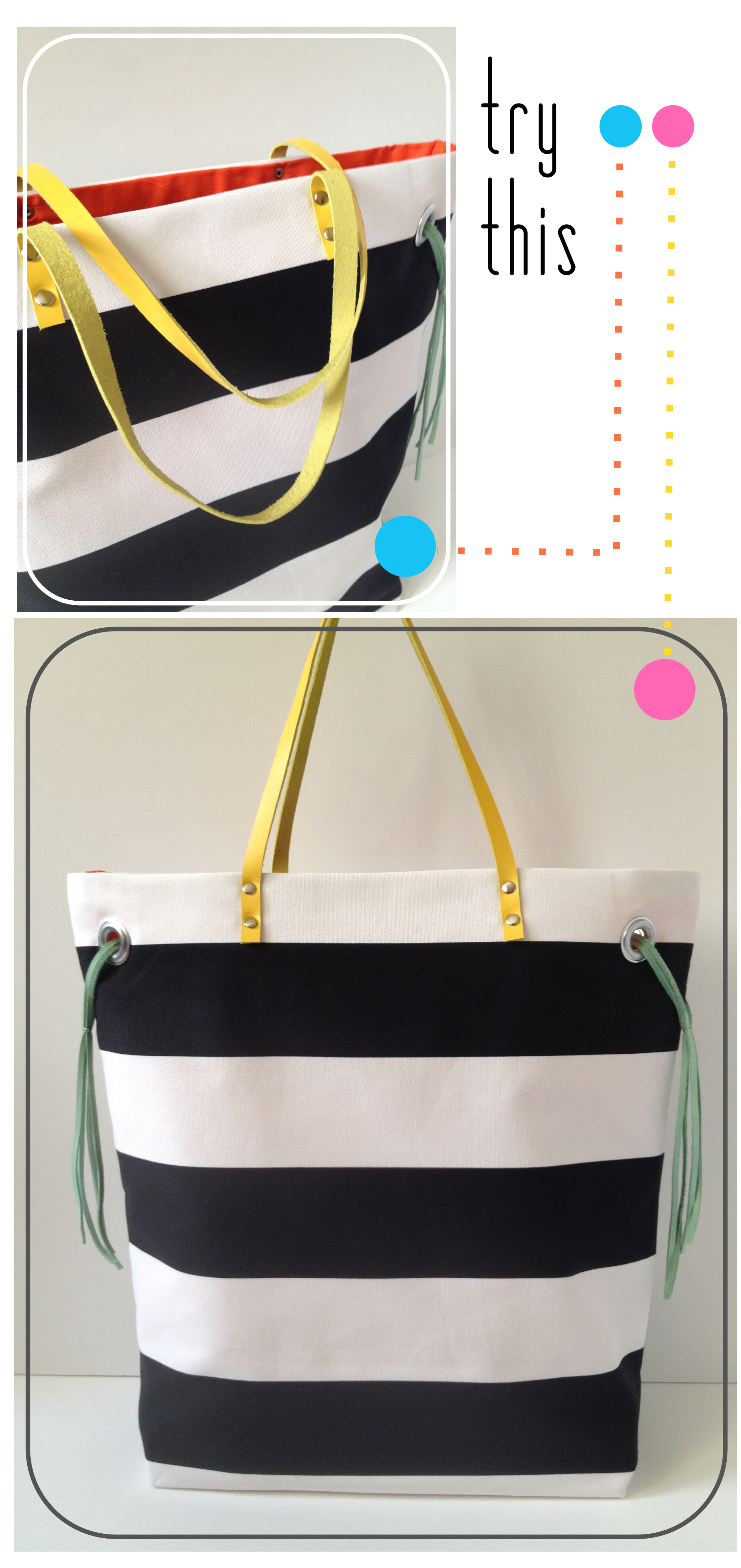 Try This - Stripe + Neon Tote