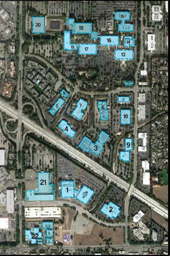 the existing site, with big-box suburban buildings highlighted (courtesy of Shay Levanon and Amir Levanon)