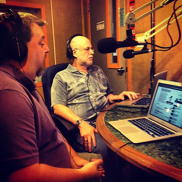 @dsilverman and @geekmouth in the KPFT Studio for Technology Bytes