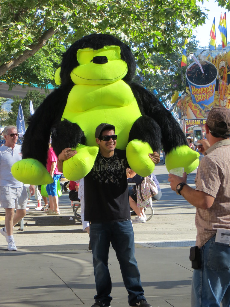 Alameda County Fair: Guy with a Giant Neon Gorilla Prize