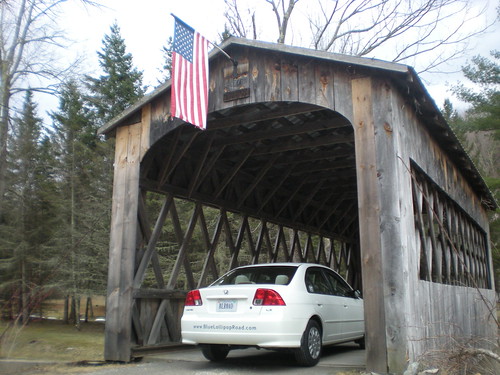 The BLR-Mobile in Vermont at covered bridge