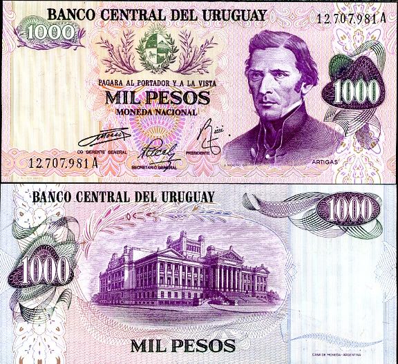 1000 Pesos Uruguay 1974, Pick 52