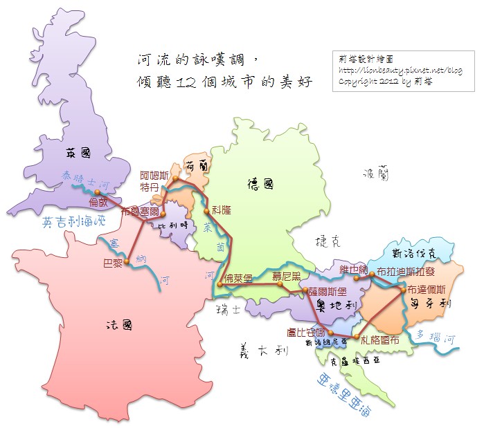 歐洲火車旅行地圖