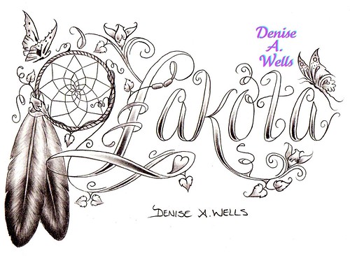 Lakota dreamcatcher feather tattoo design by Denise A Wells