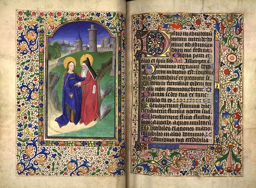 006-La virgen visita a su prima Isabel-folio 54 verso-Heures d'Isabeau de Roubaix- Bibliothèque numérique de Roubaix  MS 6