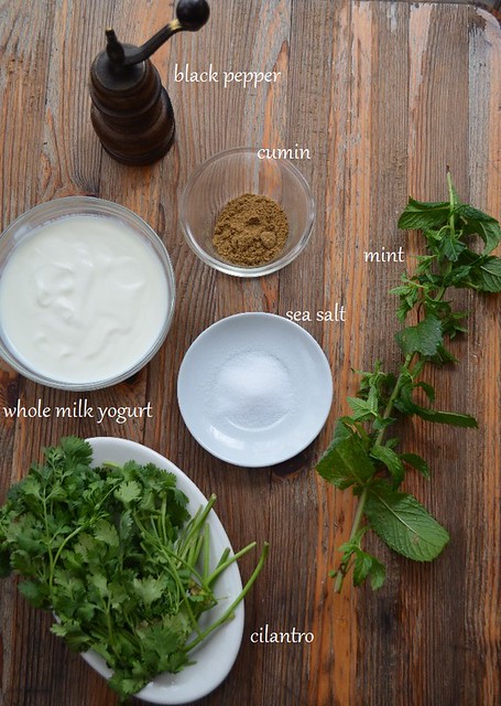 ingredients for cilantro yogurt dip