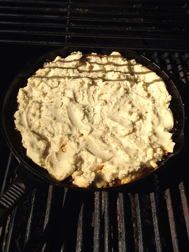 Gluten free tamale pie - before "baking" it on the grill