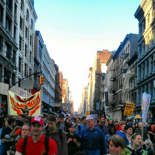 Occupy in the street on Broadway in SoHo
