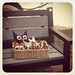 Basket full of #owls chillin' on the #bench outside of the shop waiting to have their picture taken to list on #Etsy.