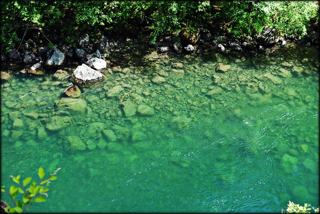 clear blue water of Clackamas River