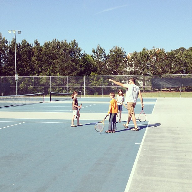 It's a tennis lesson kinda morning. #unschooling