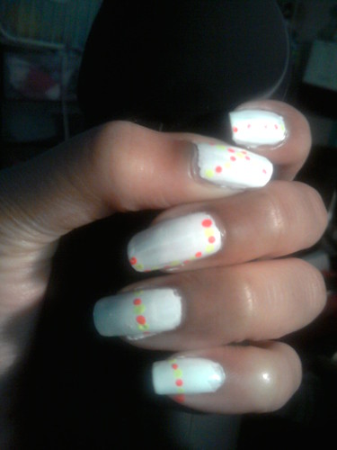 White Neon Dotted Nails