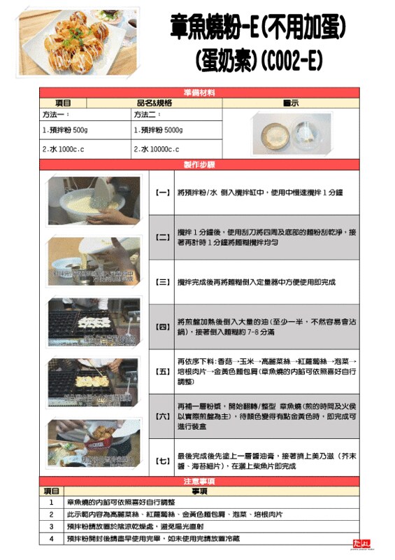 官網產品作法下載-章魚燒粉-E(不用加蛋)(C002-E)