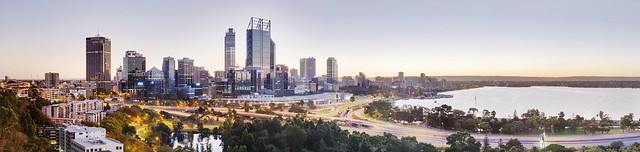 Perth Central Business District from above the Aboriginal Art Gallery, Kings Park