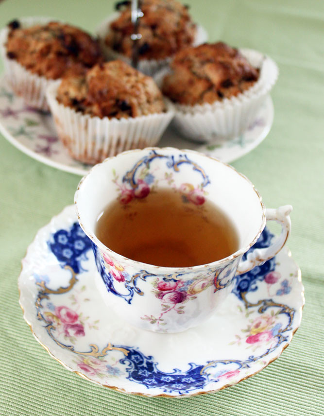 Rhubarb Muffins with cup of Tea