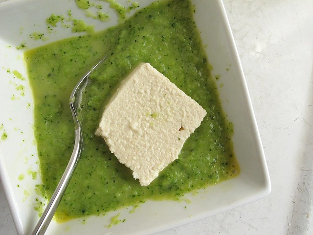 tofu, broccoli puree