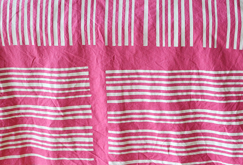 handprinted pink linen/cotton