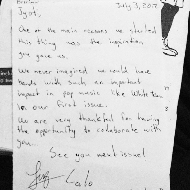 This is the sweet letter the Two Carnations kids sent with the fanzine! ???
