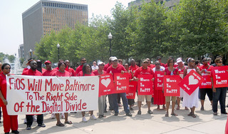 Activists urge Baltimore’s elected officials to oppose the Verizon-Big Cable deal.