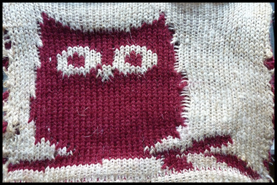 Owl attempt 3 Machine Knitting