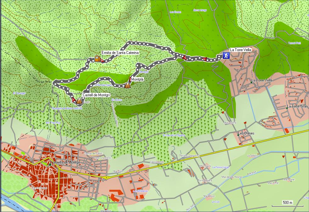 Mapa 2012_06_11 Montpla, Castell del Montgri i la vall de Santa Caterina desde L'Estartit
