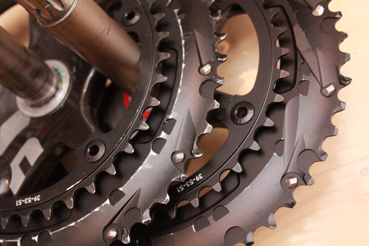 SRAM Red regular and pre-production chainrings