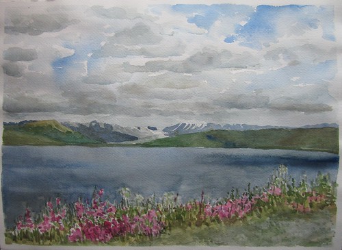 34 Alaska, Lake and distant glacier by luv2draw
