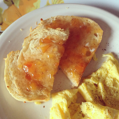 peach jam and toast
