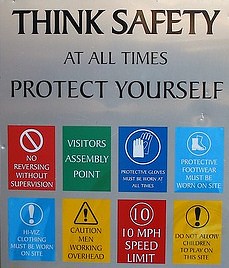 a sign that says THINK SAFETY