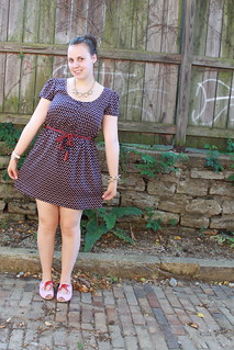 4th of July Outfit: Nautical dress with rope belt from Target, modcloth red and white striped peep-toe shoes, pavé cable bracelet from J.Crew, etc.
