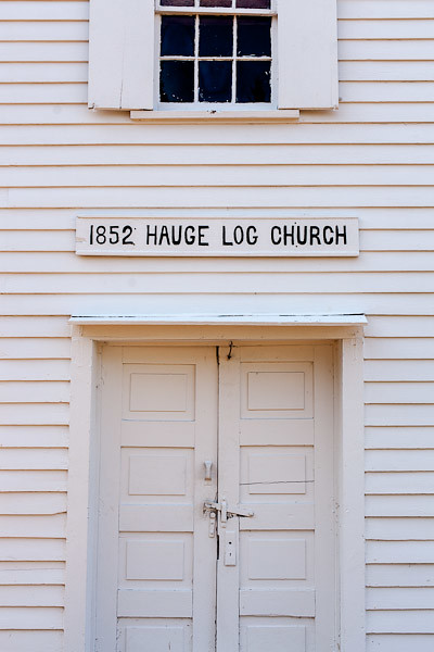 Hauge Log Church - Exterior and Door
