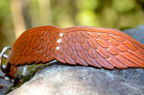 Wings Leather Dog Collar